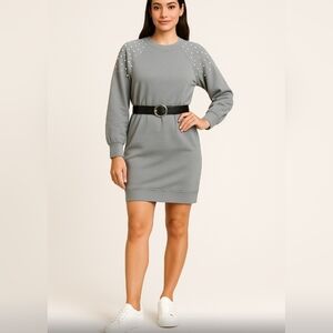 New Express Pearl Embellishment Sweatshirt Dress Small NWT